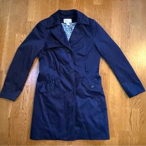 H&M Navy Blue Trench Coat With Printed Lining Women’s US Size 8